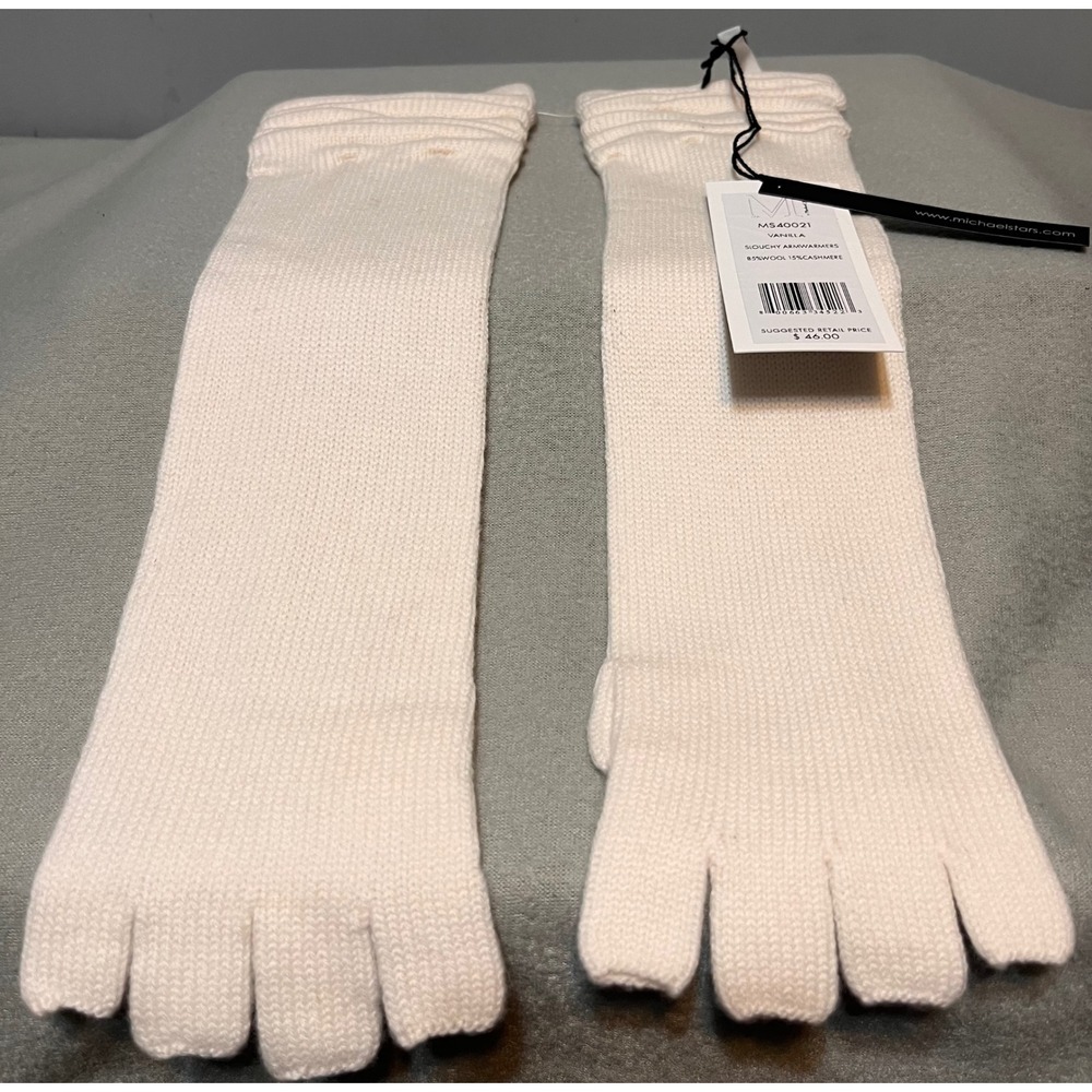 Michael Stars Vanilla Wool Cashmere Slouchy Arm Warmers Fingerless Gloves